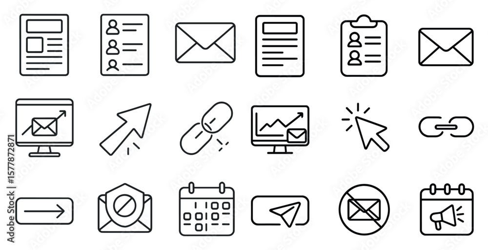 Poster set of icons for a computer program. the icons include a calendar, a computer monitor, a mouse, a ke