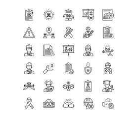 Risk line icon set. Minimalist icons pack