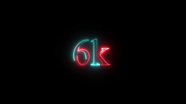 glowing neon 2k text animation on black background. 2k Followers Celebration text animation.