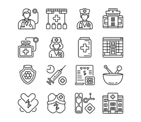 Hotel Service icon set in linear style. Restaurant icon
