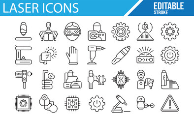Set of Editable Laser Technology Icons for Modern Design Projects