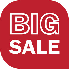 Red bold big sale announcement graphic with white text on teal background