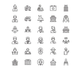 Hotel Service icon set in linear style. Restaurant icon