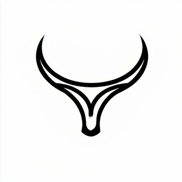 monoline bull horn logo simple black curve white background
