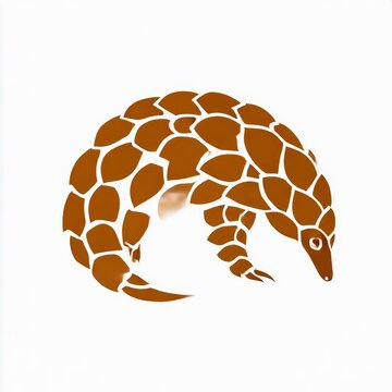 monoline pangolin scale logo curved segments in brown white background