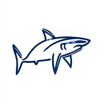 monoline shark silhouette logo sleek line in navy white background