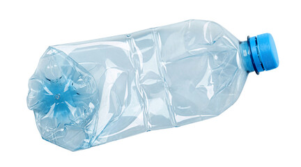Crushed plastic bottle symbolizing recycling and environmental conservation