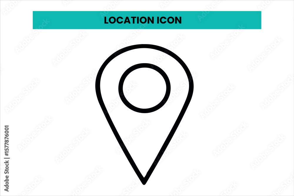 Poster set of map pointer icons with pins for navigation and location design