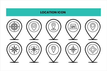 Set of colorful map pointer icons with location markers for navigation and travel design