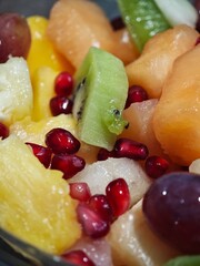 Close-Up of a Fresh and Colorful Mixed Fruit Salad in a Bowl