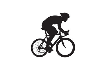 Naklejka premium Silhouette of a Cyclist Riding a Road Bike in Motion
