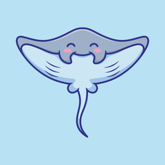 Cute Stingray Vector Illustration. Animal Nature Icon Concept Isolated Cartoon Style.