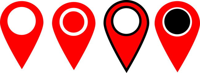 Color pin icon set, vector symbol, white background