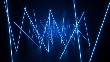 Abstract Blue Neon Lines: Futuristic, Energetic, and Dynamic 3D Render.