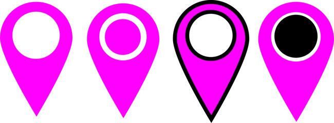 Color pin icon set, vector symbol, white background
