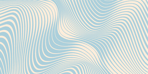 Fototapeta premium Blue and beige diagonal wavy lines seamless pattern. Simple vector abstract liquid stripes background. Funky groovy texture with diagonal waves, fluid shapes, flow. eps 10