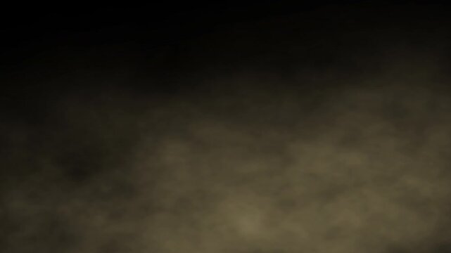 Dust soil sandstorm desert storm fast moving on black background. Brown dirt smog smoke particles moving to the right. 4K Loop