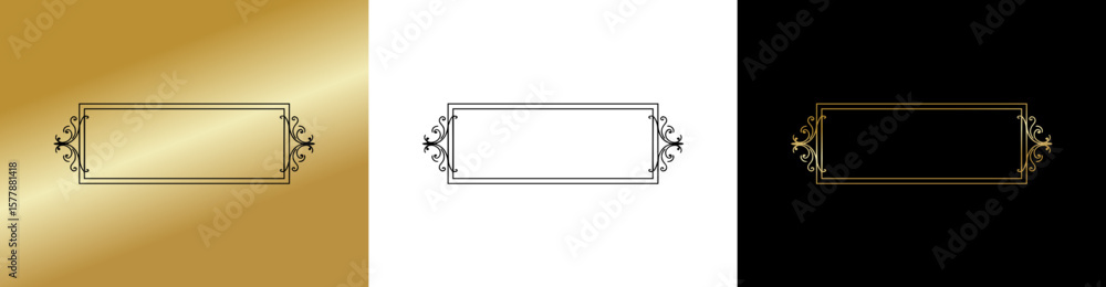 Poster elegant rectangular label, frame for postcards and typography, isolated vector image, three design v