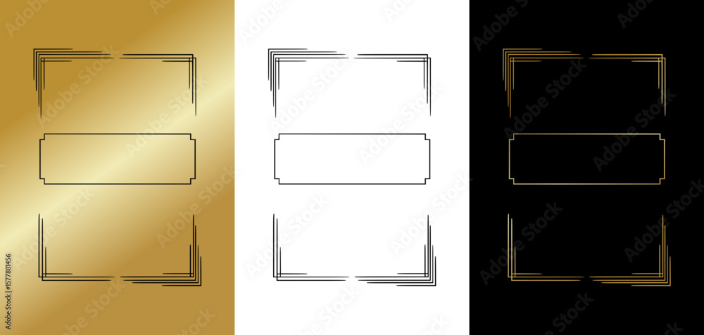 Poster modern rectangular labels, frame for postcards and typography, isolated vector image, three design v