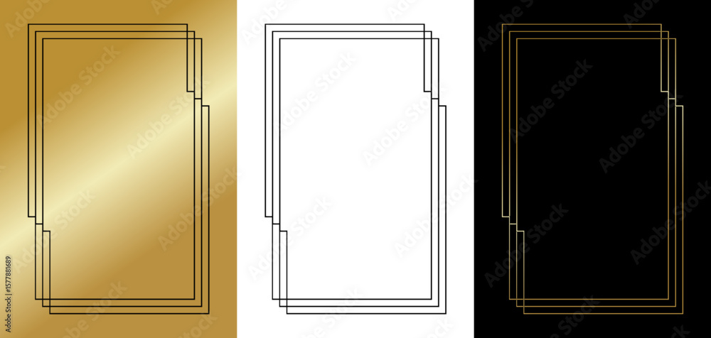 Poster stylish simple frame for postcards and typography, isolated vector image, three design variants - on