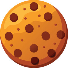 Fototapeta premium Plant Based Protein Alternatives Delicious Chocolate Chip Cookie, Sweet Treat, Bakery Item, Round Shape, Brown and Orange, Flat Design, Isolated on White Background,...