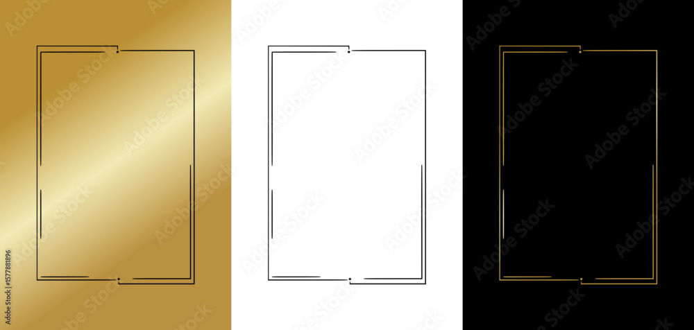 Poster minimalistic frame for postcards and typography, isolated vector image, three design variants - on g