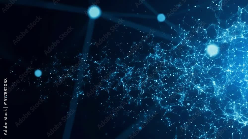 Aufkleber blue network with dots and lines on a dark background