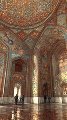 Obraz premium Interior View of a European Church with Arched Ceilings and Classical Religious Design 