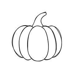 Hand drawn pumpkin icon in doodle style. Autumn element