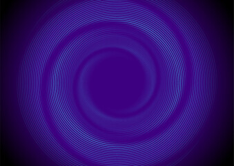 Blue and violet shiny linear twisted circles abstract futuristic tech background. Vector minimal geometric spiral design