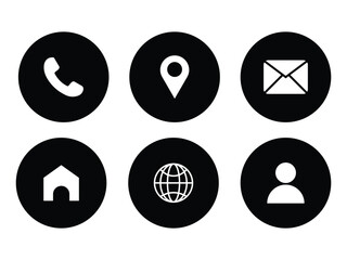 Contact icons. Contact sign vector set. Telephone number symbol. Email logo. Mail envelope sign. Location address symbol