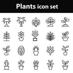 Minimalist Plant & Tree Line Icons – Botanical Vector Collection.