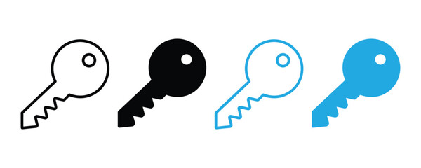 Key icon set vector isolated on white background. padlock, unlock, safety, access, secure, lock icon.