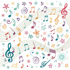 Obraz premium colorful music notes background isolated on white