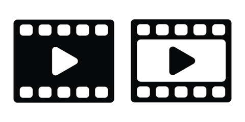 Movie flim player icon vector. media play symbol vector isolated on white background