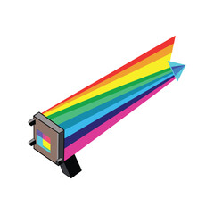 Obraz premium A modern digital camera with a 3D graphic creative idea symbol on a white background