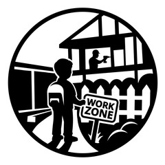 Work Zone SVG, Construction Dad SVG, Waiting for Dad SVG, Boy with Sign SVG, Father and Son Construction SVG