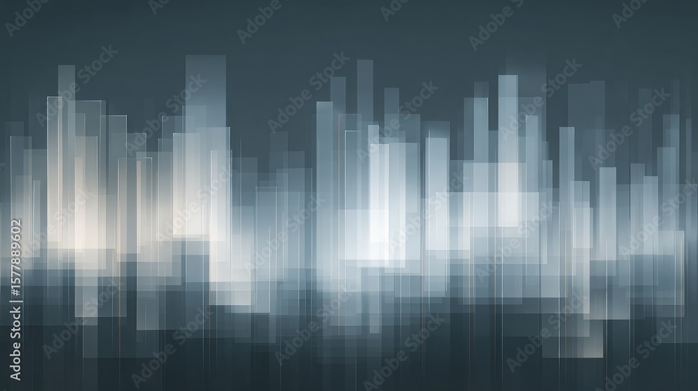Poster Minimal blue and gray bar chart on a digital screen with subtle gradients and glow