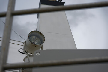 At the ferry Norderaue, which sails between Wyk on Foehr and Dagebuell, large searchlights installed