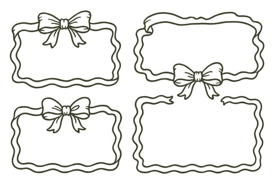 Decorative ribbon frames with bows ideal for invitations and creative projects