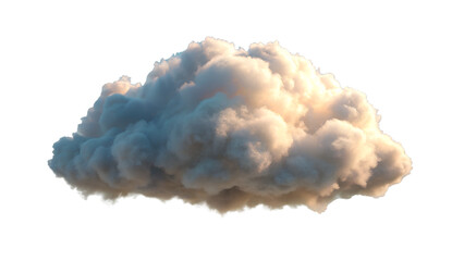 A fluffy white cloud is isolated on transparent background