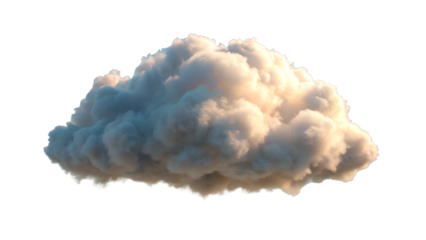 A fluffy white cloud is isolated on transparent background