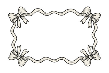 Decorative border design featuring bows and ribbons suitable for invitations and special occasions
