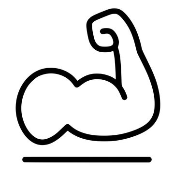 recommend clip art: Black outline icon of flexed bicep muscle for strength and fitness