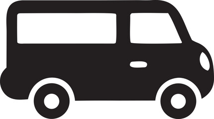 Simple black silhouette of a van isolated on a white background