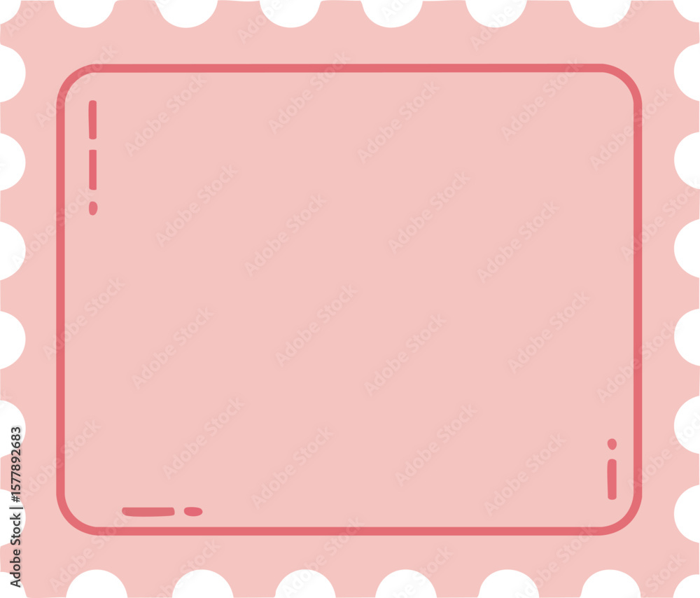 Poster pink postage stamp vector illustration with blank space for message or address design element