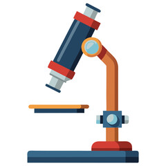 Vector illustration of a robot with a microscope, pipe, and pipe wrench, symbolizing industrial work and technological innovation