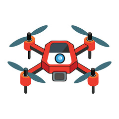 Cartoon 3D illustration of a robot character flying a helicopter with an airplane in the background, combining technology and sport