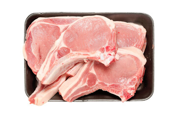 fresh raw pork steaks isolated