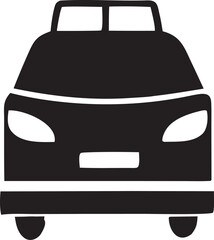 Obraz premium Stylized black silhouette of a car front view isolated on a white background